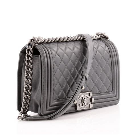 chanel boy large grey